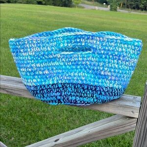 Handmade Blue Crochet Basket